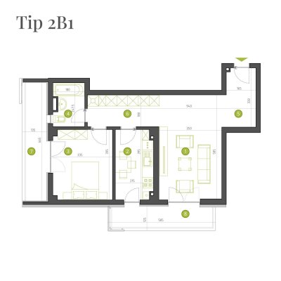 Apartament 2 Camere - 2B1